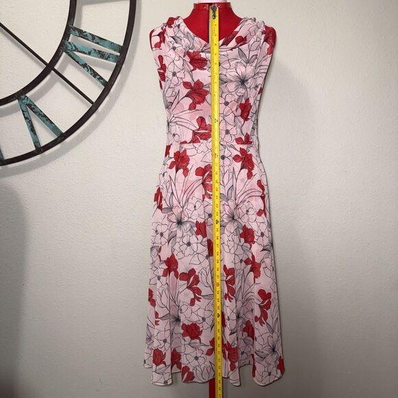 Donna Karan New York Dress 12 NWT $350 Sleeveless Pink Floral Lined Midi - Picture 5 of 8